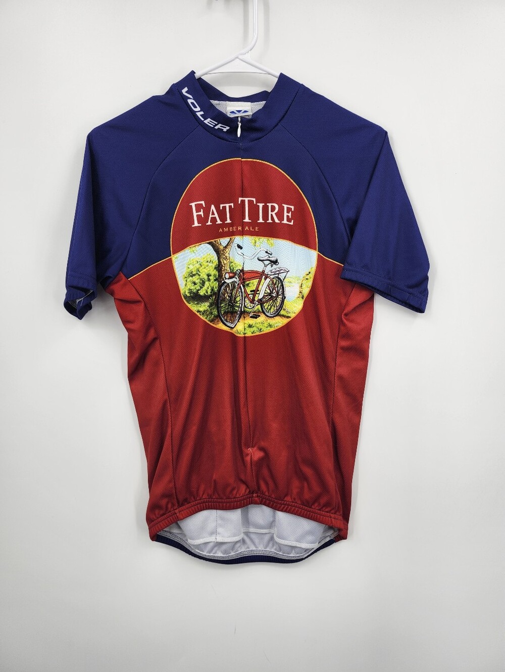 Fat Tire Beer Cycling Jersey Adult MEDIUM Red Blue Voler USA Zipper Front